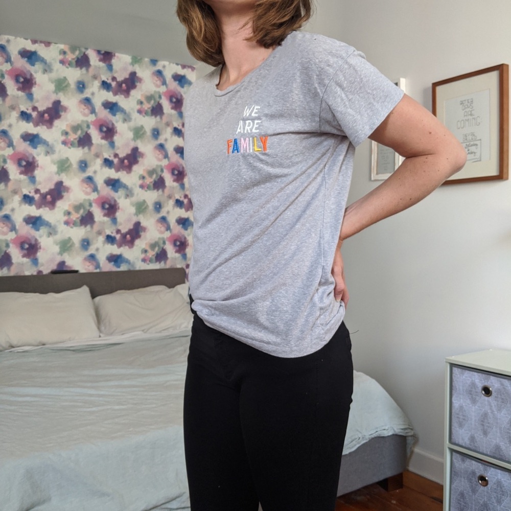 Gray We Are Family tee